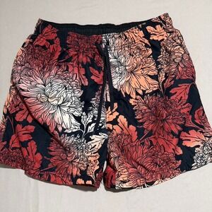 Burnside Swim Trunks Shorts, Flower Pattern, Large #696‎